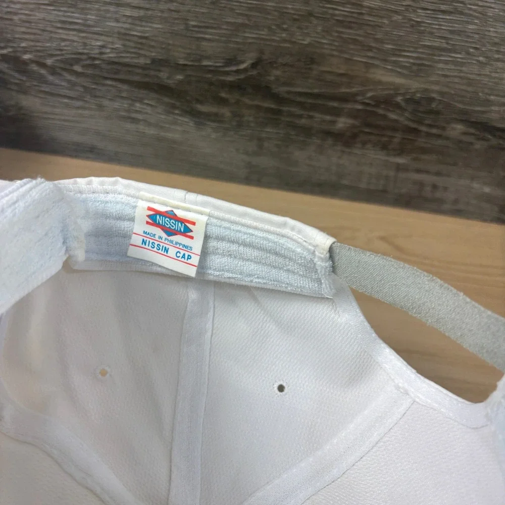 Vintage Union Planters Bank Hat‎ Cap Strap Back White Rope Trucker 90s